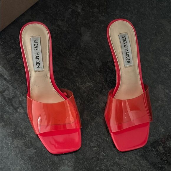 Steve Madden Red Heeled Mules - Picture 1 of 1
